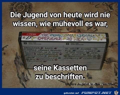 Kassetten beschriften Kassetten beschriften