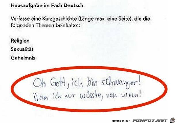 Hausaufgabe in Deutsch Hausaufgabe in Deutsch