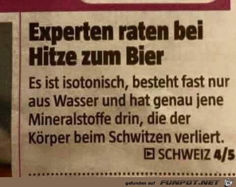 Bei Hitze Bier nehmen Bei Hitze Bier nehmen