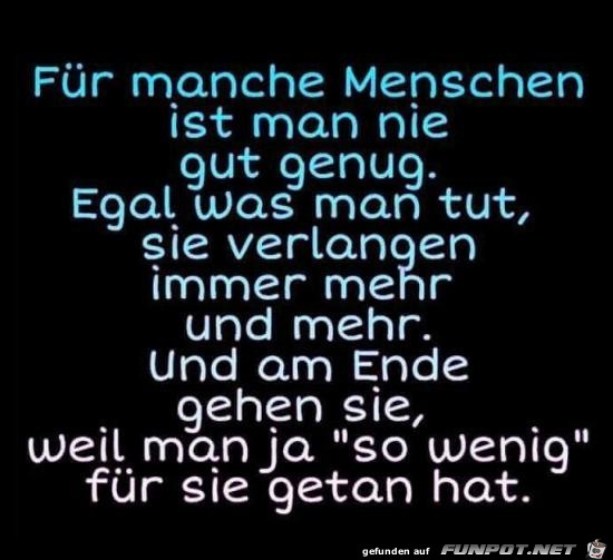 fr manche Menschen ist man nie gut genug.......