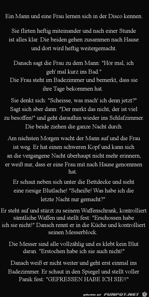 ein Mann und eine Frau lernen sich in der Dsco kennen.......