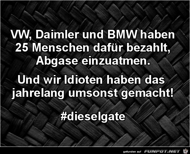 VW; Daimler und BMW haben 25 Menschen dafr bezahlt......
