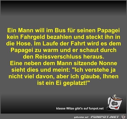 Ein Mann will im Bus fr seinen Papagei kein Fahrgeld...