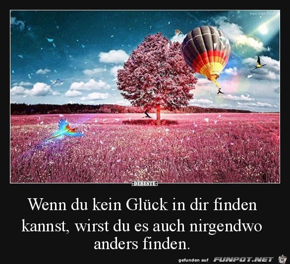 wenn du kein Glck in dir finden kannst,.....