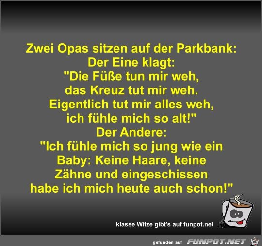 Zwei Opas sitzen auf der Parkbank Zwei Opas sitzen auf der Parkbank