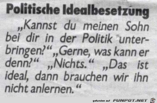 Politische Idealbesetzung Politische Idealbesetzung