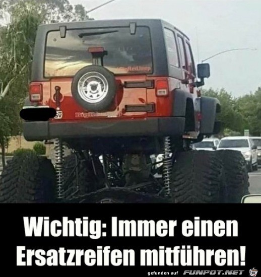 Ersatzreifen ist wichtig Ersatzreifen ist wichtig