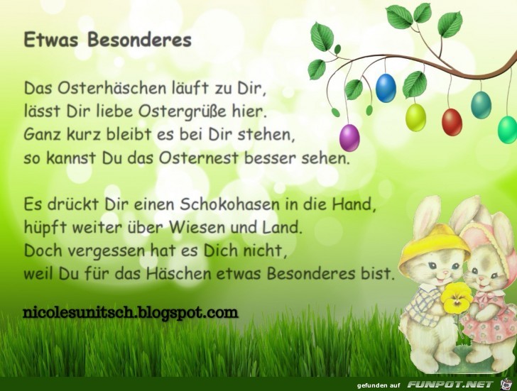 Frohe Ostern - Etwas - Gedicht von Nicole Sunitsch Frohe Ostern - Etwas - Gedicht von Nicole Sunitsch