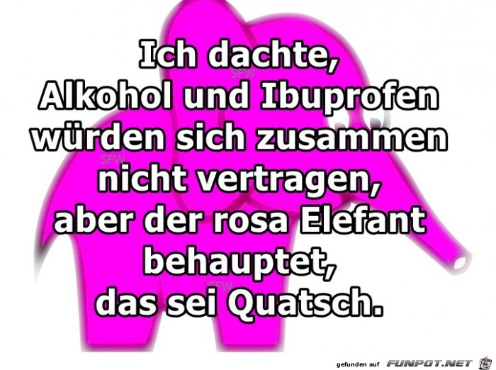 lustiger Spruch 'Alkohol und Ibuprofen'
