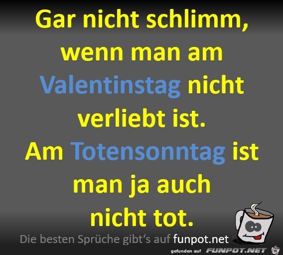 Nicht schlimm, wenn man am Valentinstag nicht verliebt ist Nicht schlimm, wenn man am Valentinstag nicht verliebt ist