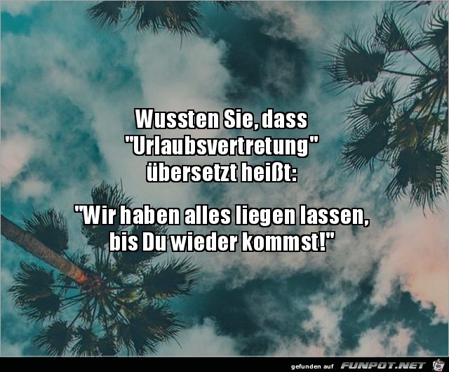 Das heißt Urlaubsvertretung Das heißt Urlaubsvertretung