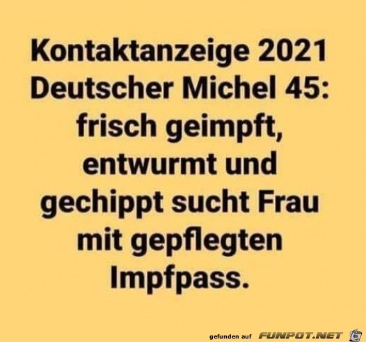 Kontaktanzeige 2021