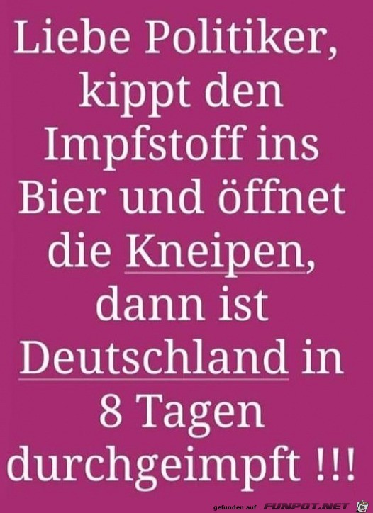 Impfstoff ins Bier kippen