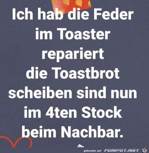 Feder vom Toaster repariert
