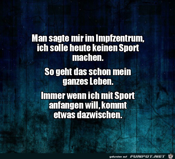 Kein Sport nach der Impfung Kein Sport nach der Impfung