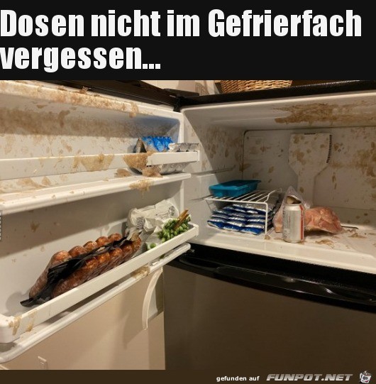 Dosen im Gefrierfach vergessen