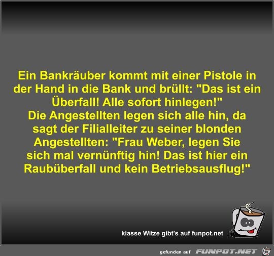 Ein Bankräuber kommt mit einer Pistole in der Hand in die... Ein Bankräuber kommt mit einer Pistole in der Hand in die...