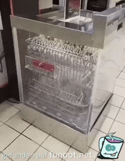So sieht es in der laufenden Spülmaschine aus So sieht es in der laufenden Spülmaschine aus