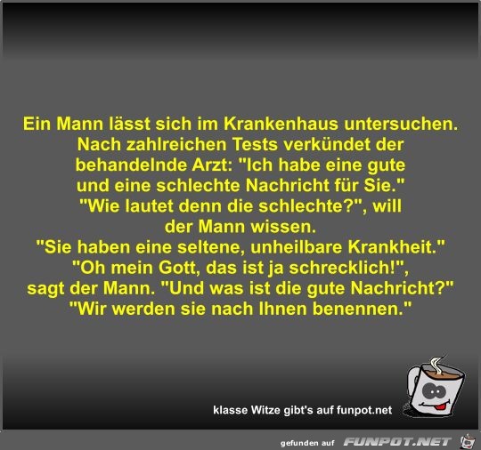 Ein Mann lsst sich im Krankenhaus untersuchen