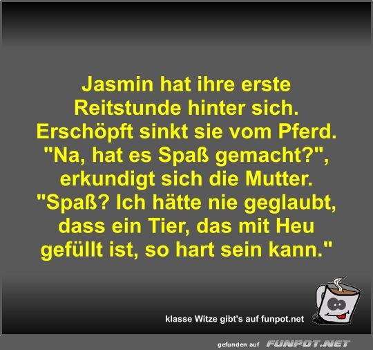 Jasmin hat ihre erste Reitstunde hinter sich Jasmin hat ihre erste Reitstunde hinter sich
