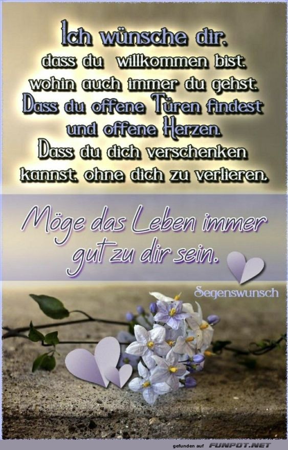 Ich wnsche dir das du willkommen bist