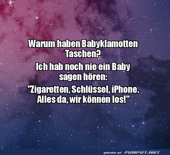 Witz ber Taschen an Babykleidung