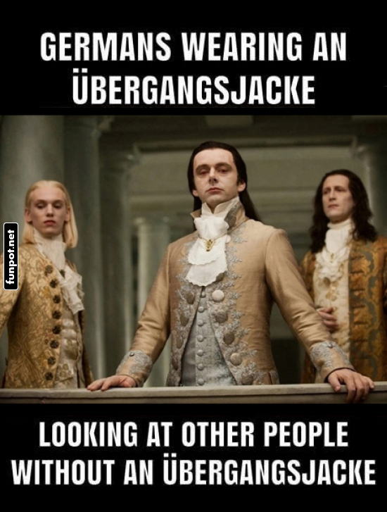 Germans in bergangsjacke Humor