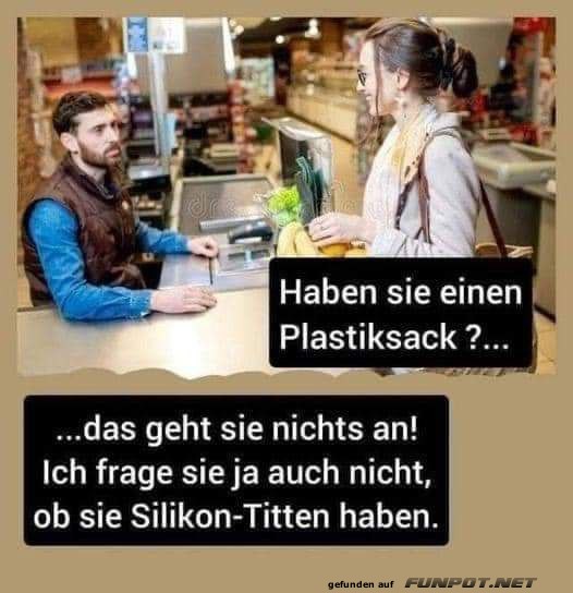 Lustiger Dialog an der Ladentheke Lustiger Dialog an der Ladentheke