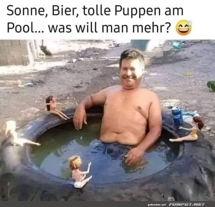 Sonne, Bier und Puppen - Spa am Pool