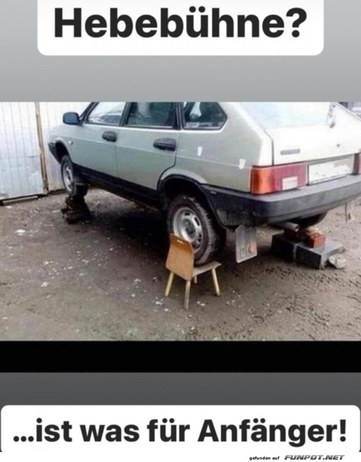 Kreative Auto-Reparatur ohne Hebebhne
