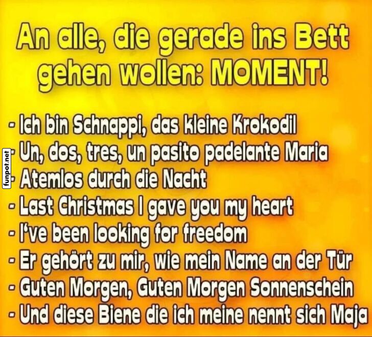 Lustige Gute-Nacht-Gre mit Songtexten