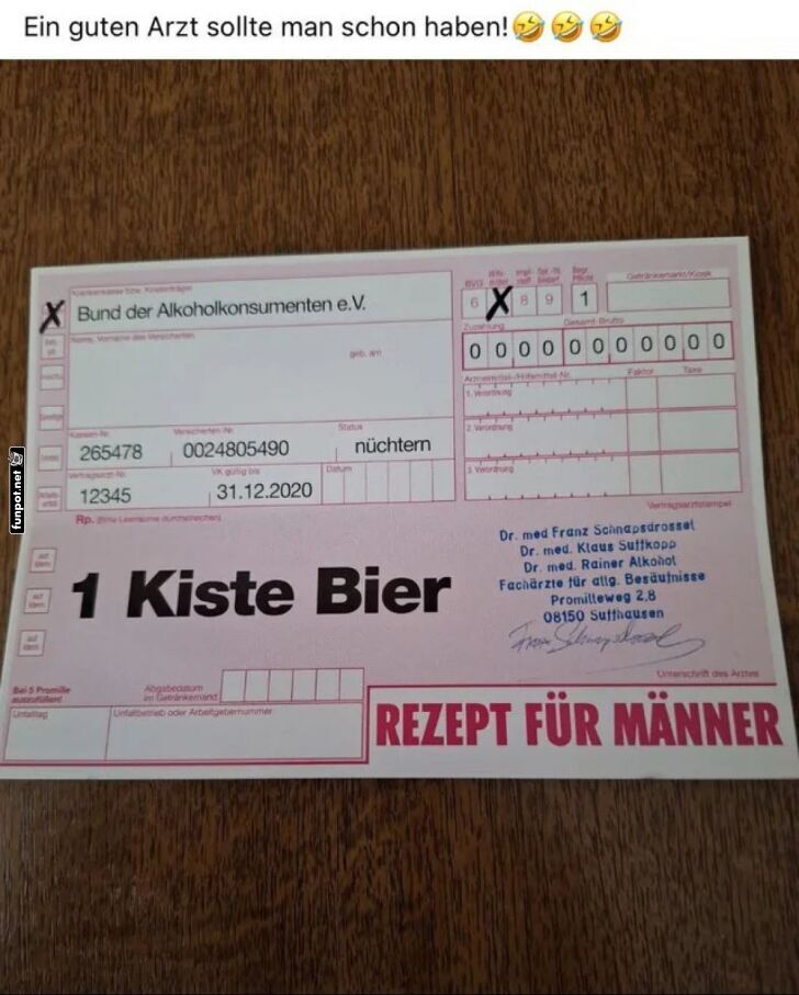 Humorvolles Rezept fr Mnner