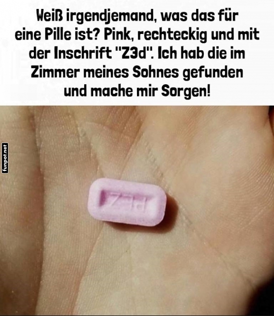 Keine unbekannte rosa Pille mit 'Z3d' sondern PEZ