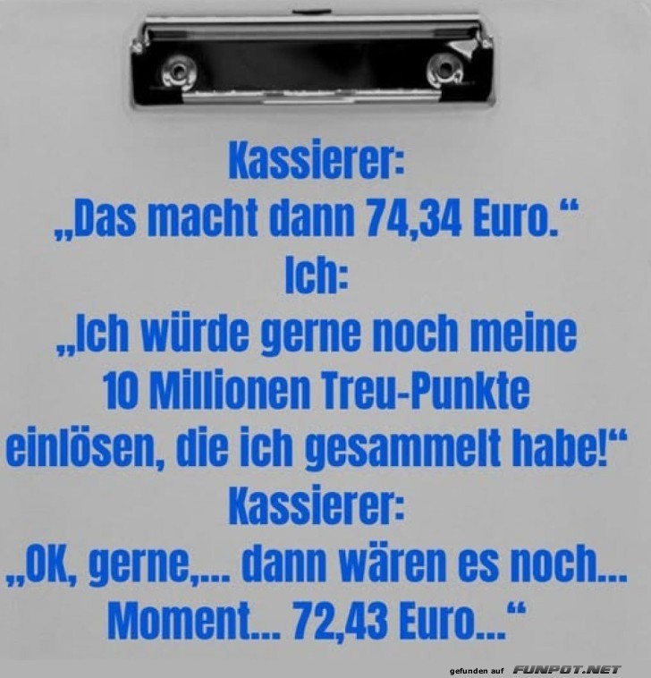 Witzige Unterhaltung an der Kasse