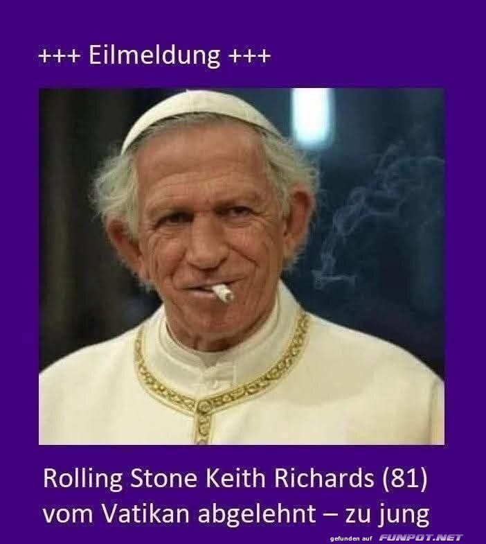 Eilmeldung: Keith Richards im Vatikan abgelehnt