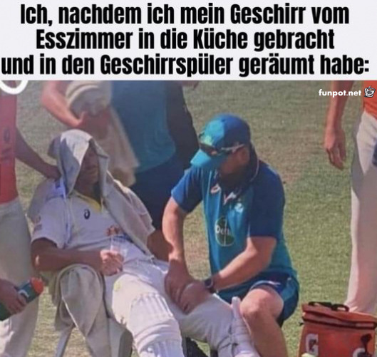 Erschpfung nach dem Geschirrsplen