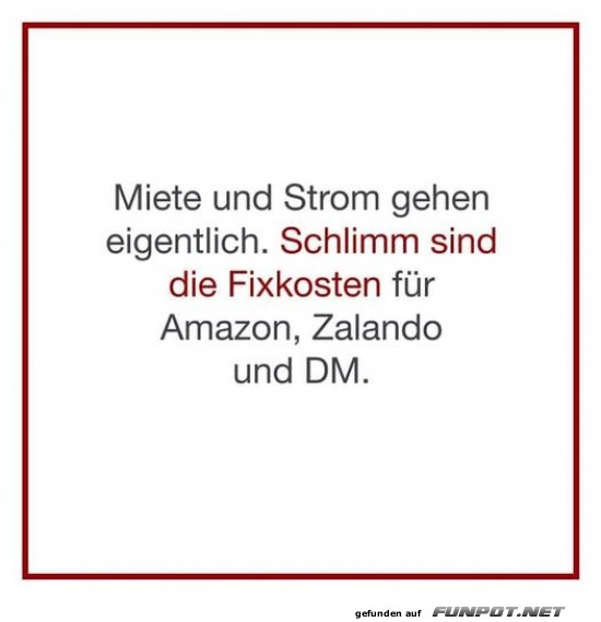 Lustiger Spruch ber Fixkosten fr Online-Shops