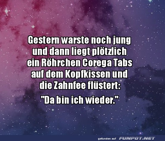Witz ber das Altern und Corega Tabs
