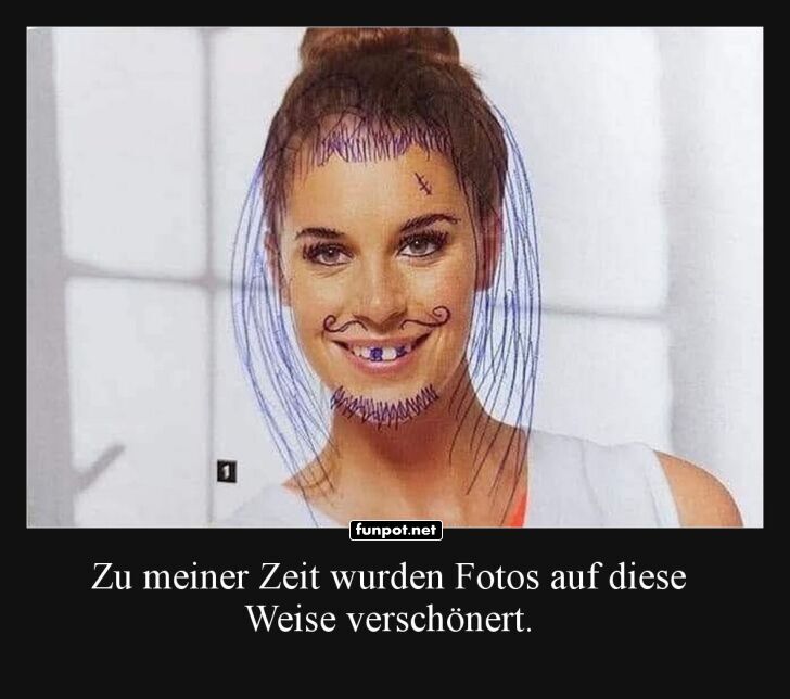 Humorvoller Vergleich von Bildbearbeitung