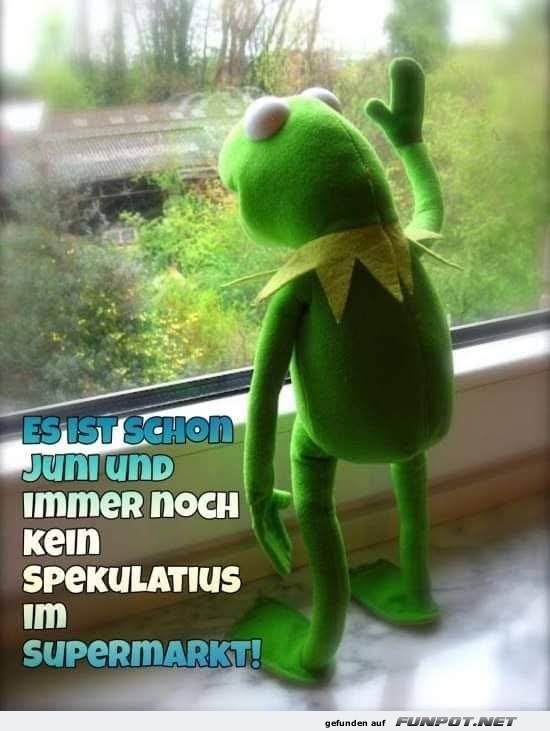 Kermit wartet auf Spekulatius im Juni