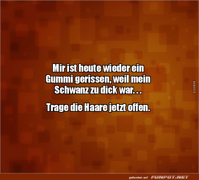 Lustiger Spruch ber gerissenen Haargummi