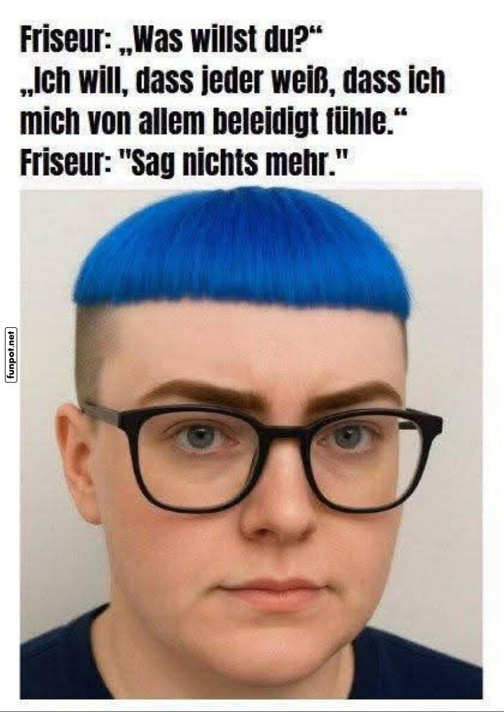 Lustiges Friseurerlebnis mit Blauem Pony