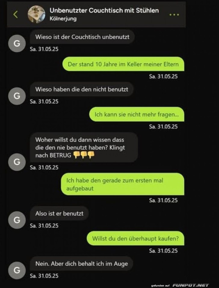 Unbenutzter Couchtisch Verkaufsgesprch