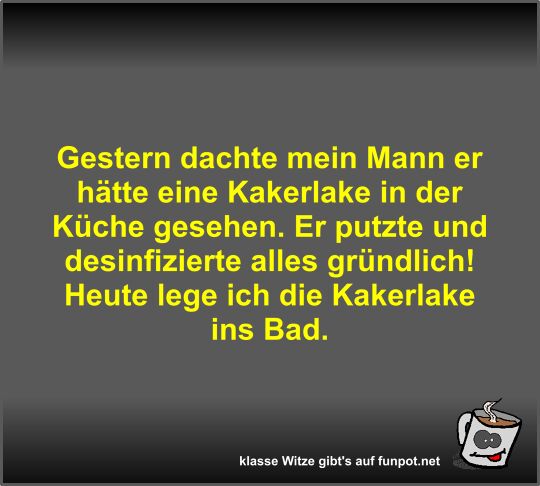 Gestern dachte mein Mann er htte eine Kakerlake in der...