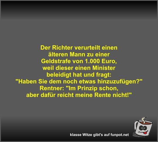 Der Richter verurteilt einen lteren Mann zu einer...