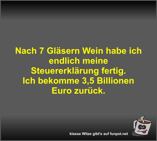 Nach 7 Glsern Wein habe ich endlich meine Steuererklrung