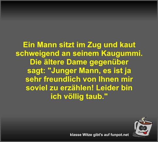 Ein Mann sitzt im Zug und kaut schweigend an seinem Kaugummi Ein Mann sitzt im Zug und kaut schweigend an seinem Kaugummi