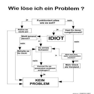 fun-Bild: Lustiges Flussdiagramm zur Problemlösung