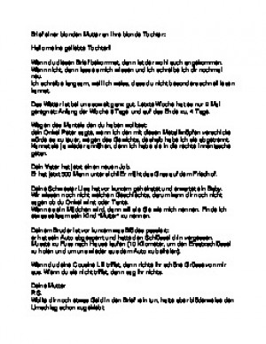 Brief einer blonden Mutter an ihre blonde Tochter