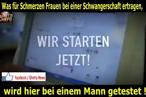 Mann testet Schmerzen bei Schwangerschaft